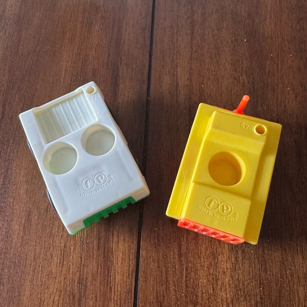 Vintage Fisher Price Little People Cars Green White‎ Yellow Orange